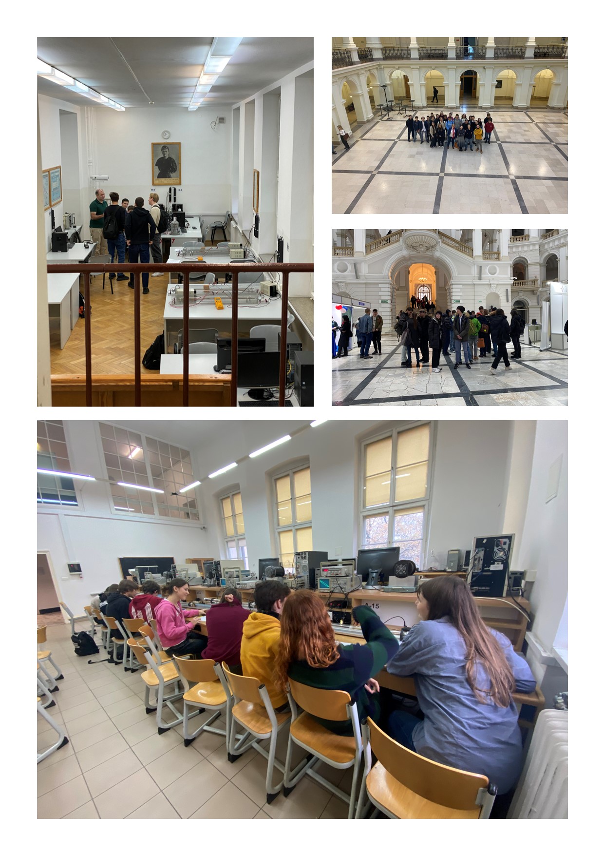 Zdjęcia uczniów klasy 3D podczas zajęć na Politechnice Warszawskiej