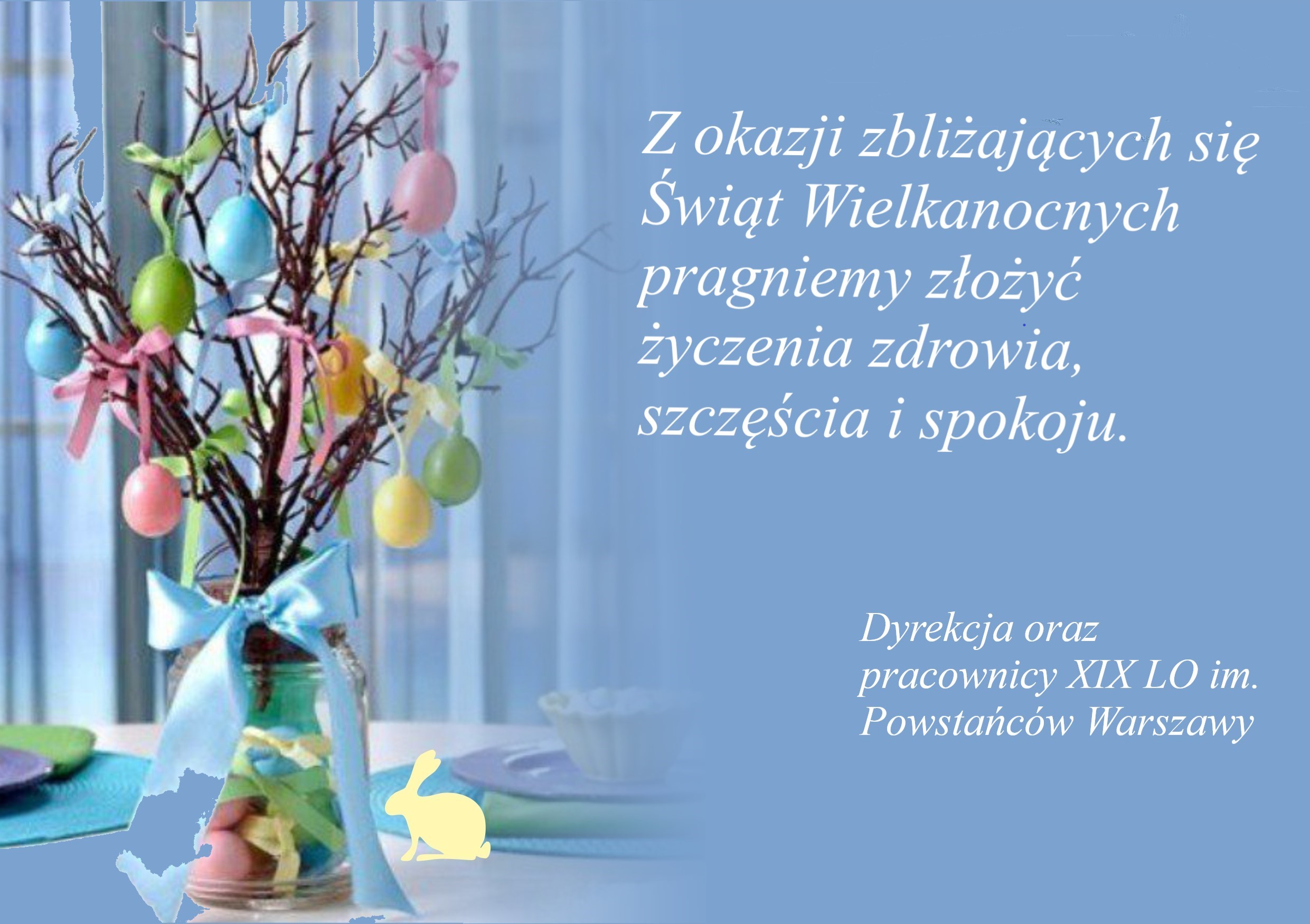Z okazji zbliżających się Świąt Wielkanocnych pragniemy złożyć życzenia zdrowia, szczęści i spokoju. 