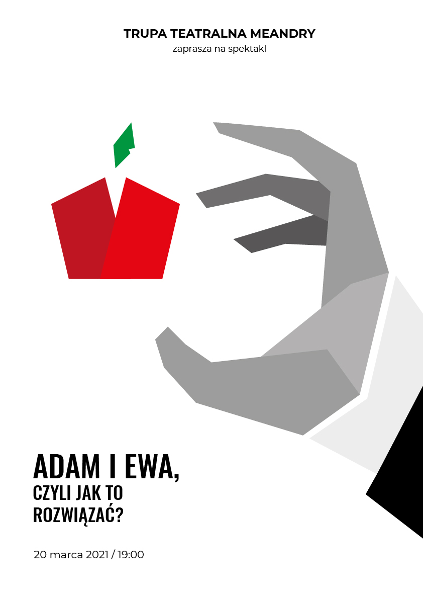 plakat ukazuje dłoń sięgającą po jabłko
